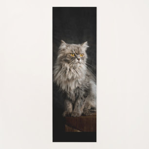 Grey Fluffy Cat  Yoga Mat