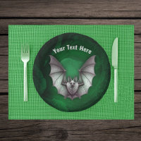 Grey Flying Bat Glowing Green Spooky Cave