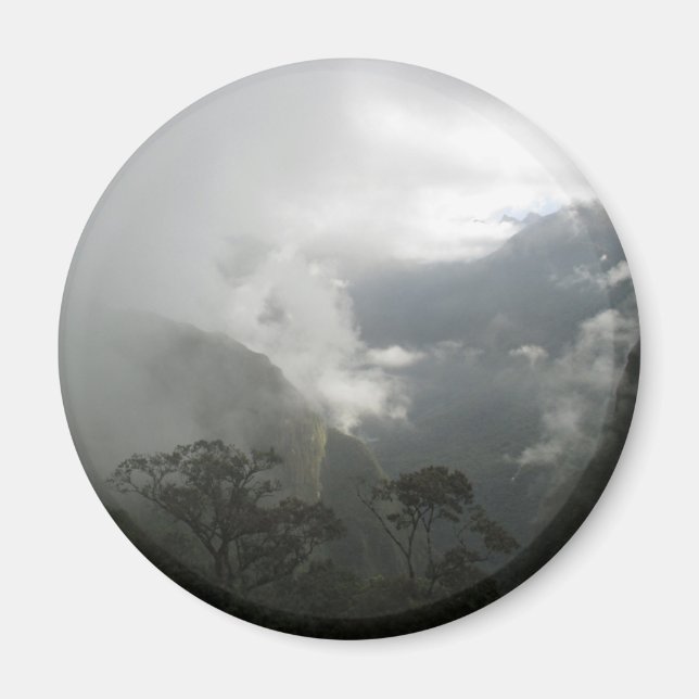 Grey Foggy Clouds above the Mountains Magnet (Front)