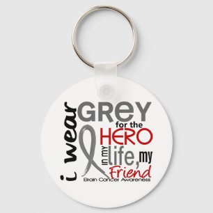 Grey For My Hero 2 Friend Brain Cancer Key Ring