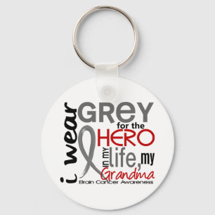 Grey For My Hero 2 Grandma Brain Cancer Key Ring