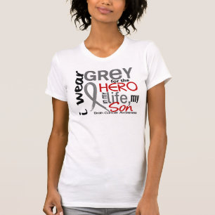 Grey For My Hero 2 Son Brain Cancer T-Shirt
