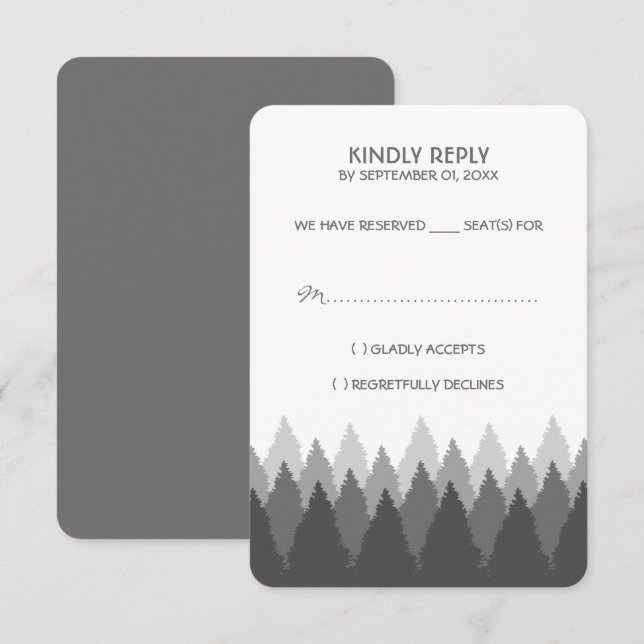 Grey Forest Range Woodland Wedding RSVP Card (Front/Back)