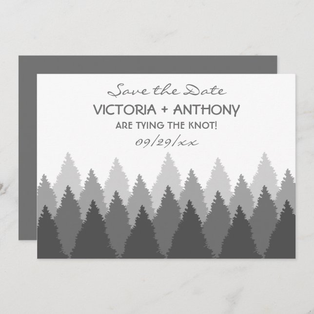Grey Forest Range Woodland Wedding Save The Date (Front/Back)