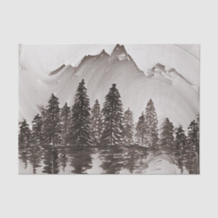 Grey Forest Watercolor Camping treees Winter Holid Tissue Paper