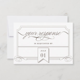 Grey Formal Wedding RSVP Card