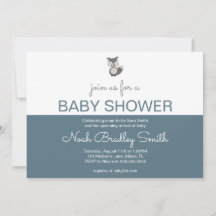 Grey Fox - Baby Shower 7x5 (Horizontal) Invitation