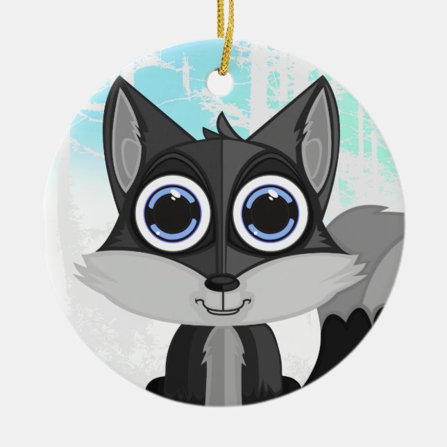 Grey Fox Ceramic Tree Decoration (Front)