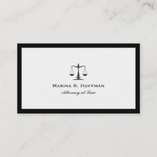 Grey Frame  Attorney  Justice Scale Professional Business Card