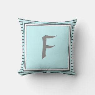 Grey Frame Monogram Letter Stripes Cushion