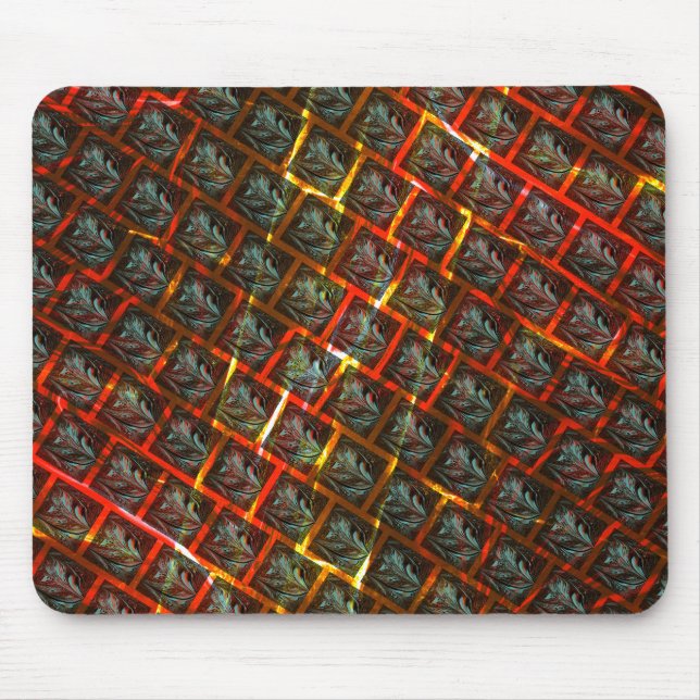 Grey 'framed eyes', grazes, squares or red grating mouse pad (Front)