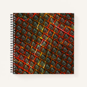 Grey 'framed eyes', grazes, squares or red grid. notebook