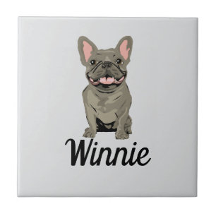 Grey French Bulldog Ceramic Tile