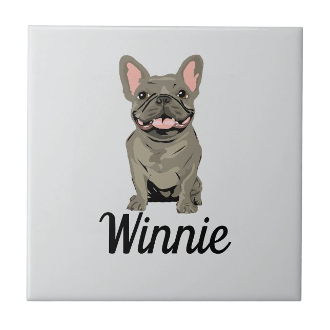 Grey French Bulldog Ceramic Tile (Front)