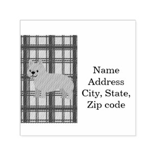 Grey French Bulldog, Christmas Plaid Self-inking Stamp