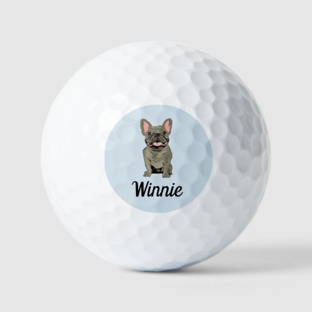 Grey French Bulldog Golf Balls (Front)