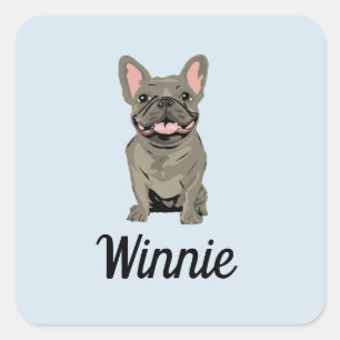 Grey French Bulldog Square Sticker
