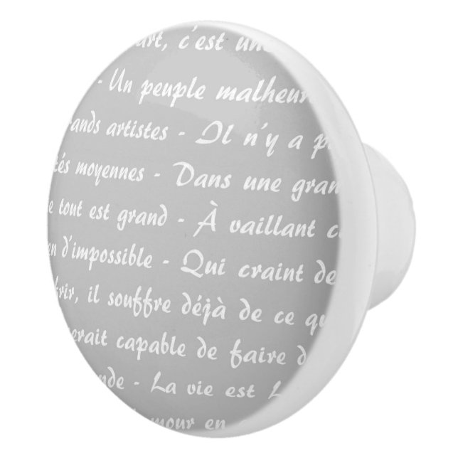 Grey French Script Ceramic Knob (Right)
