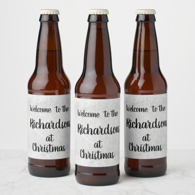 Grey  frost personalised Family Christmas Welcome Beer Bottle Label (Bottles)
