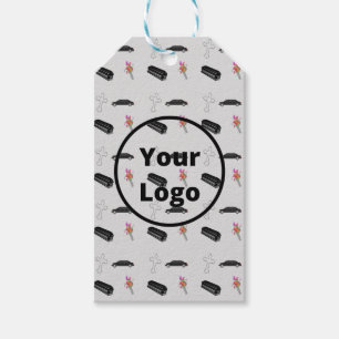 Grey funeral business pattern gift tags