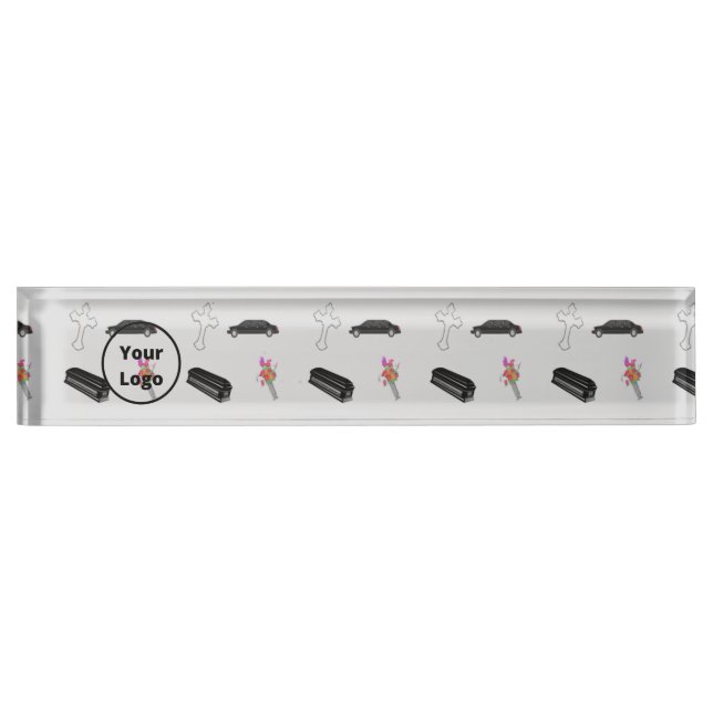 Grey funeral business pattern nameplate (Front)