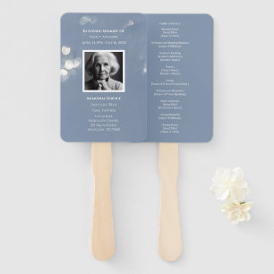 Grey Funeral Memorial Program Hand Fan