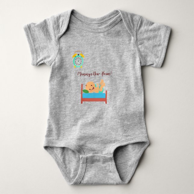  Grey -Funny Gift Ideas 'Mummy's New Alarm'  Baby Bodysuit (Front)