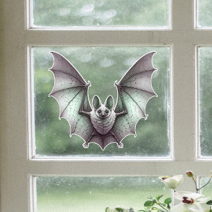 Grey Furry Bat Green Tinge Spread Wings