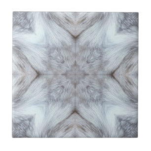 Grey furry wolf geometric design ceramic tile