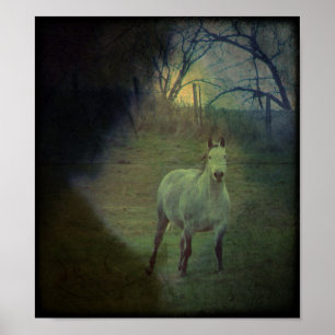 Grey Gallop Grunge Poster