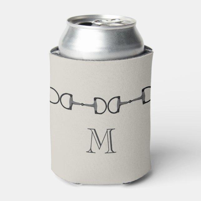 Grey Galloping Horses Pattern Can Cooler (Can Front)