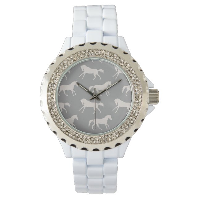 Grey Galloping Horses Pattern Watch (Front)