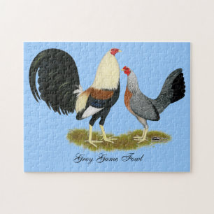 Grey Game Fowl Pair Jigsaw Puzzle