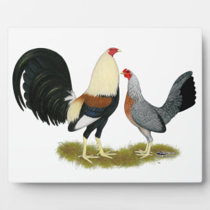 Grey Game Fowl Pair Plaque