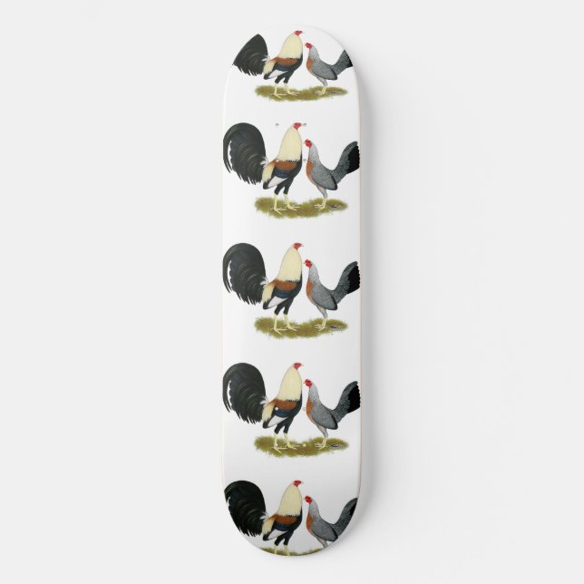 Grey Game Fowl Pair Skateboard (Front)
