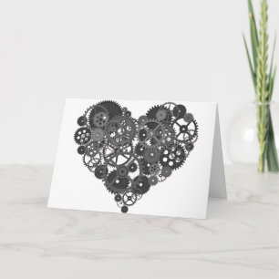 Grey Gears Heart Holiday Card