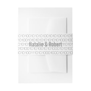 Grey Geek Chic Binary Code Belly Bands Invitation Belly Band