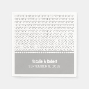 Grey Geek Chic Binary Code Paper Napkins
