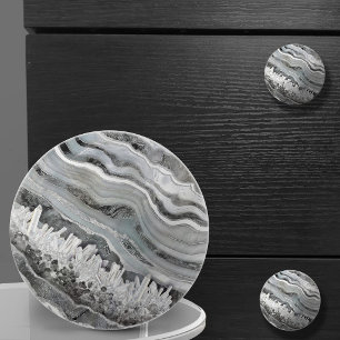 Grey Geode Crystal Ceramic Knob