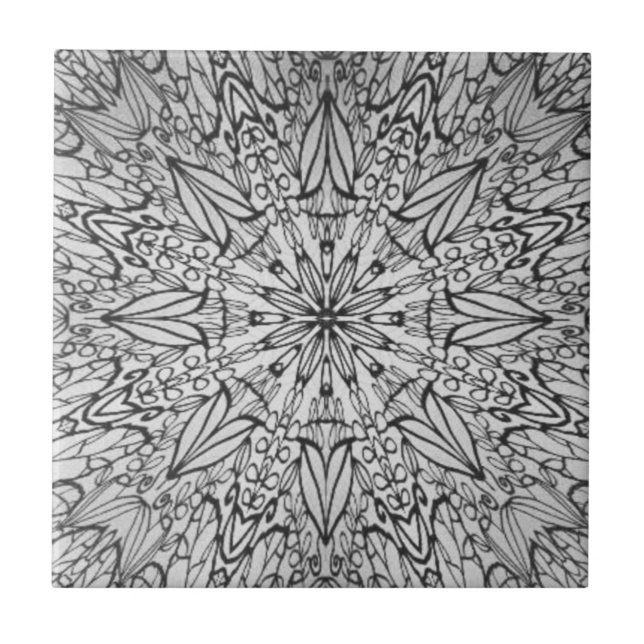 Grey geometric art pattern ceramic tile (Front)