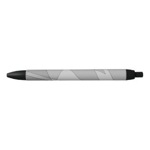 Grey Geometric Black Ink Pen