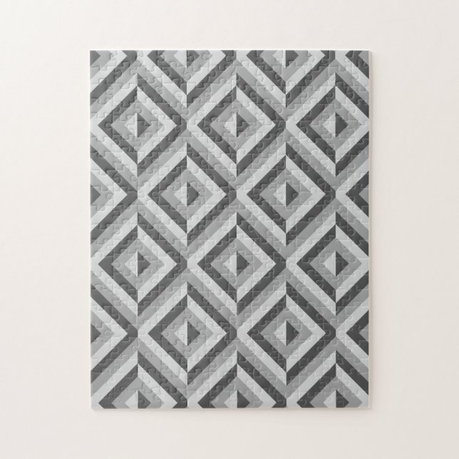 Grey Geometric Diamond Pattern Frustrating Jigsaw Puzzle (Vertical)