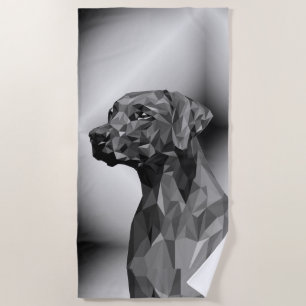 Grey Geometric Dog  Beach Towel