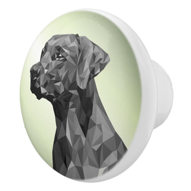Grey Geometric Dog  green Ceramic Knob (Right)