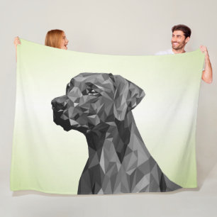 Grey Geometric Dog Green Fleece Blanket