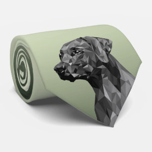 Grey Geometric Dog Green Tie