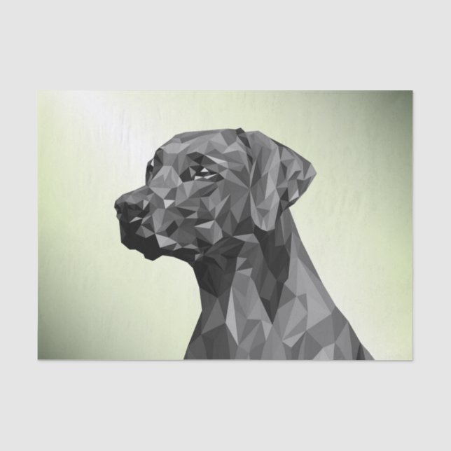 Grey Geometric Dog Green Tissue Paper (Front)