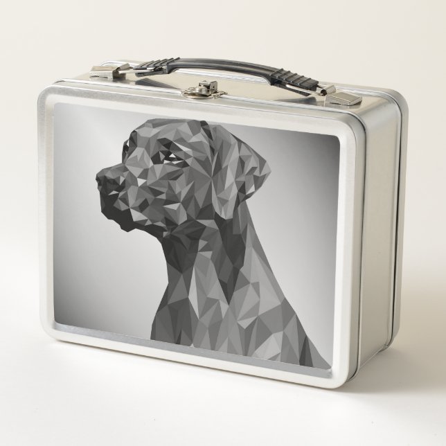 Grey Geometric Dog  Metal Lunch Box (Front)