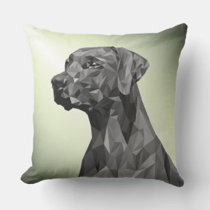 Grey Geometric Dog on Green Cushion