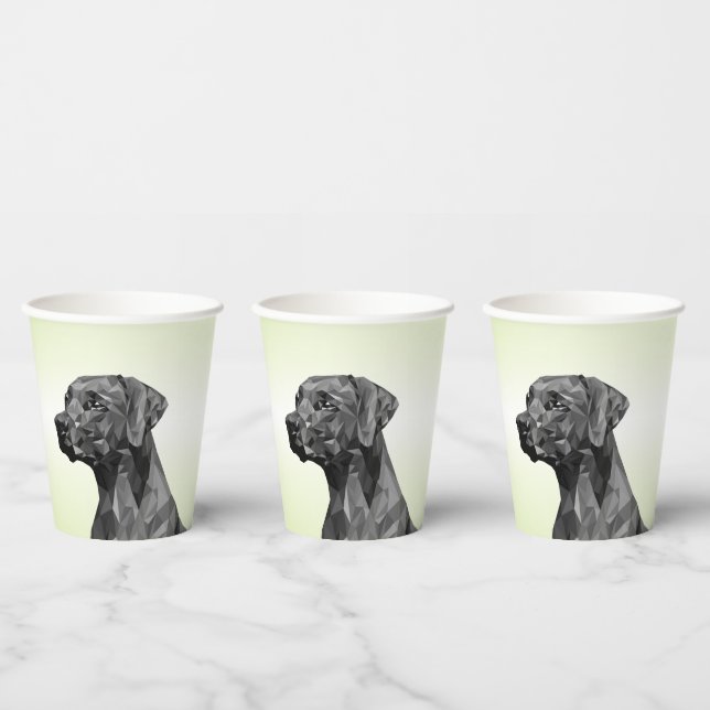 Grey Geometric Dog on green Paper Cups (Multi)